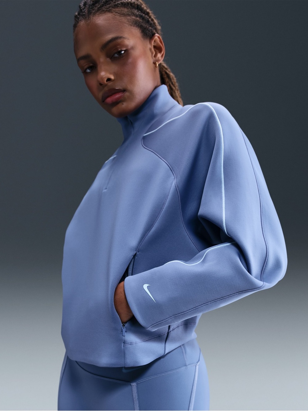 Nike Blue Pullover Jacket with High Neck
